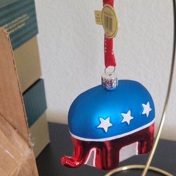 Waterford Republican Elephant Ornament NIB Holiday Heirlooms Blown Glass - Picture 8 of 8